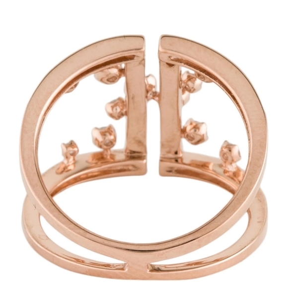 14 K Rose Fold Ring with a half Caret of Round Diamonds - Picture 4 of 7